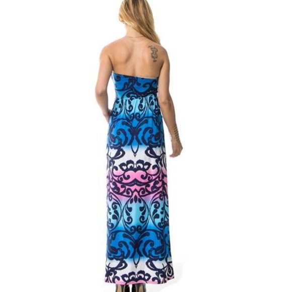 NWT BLUE PRINT STRAPLESS MAXI DRESS MADE In USA - Picture 4 of 4